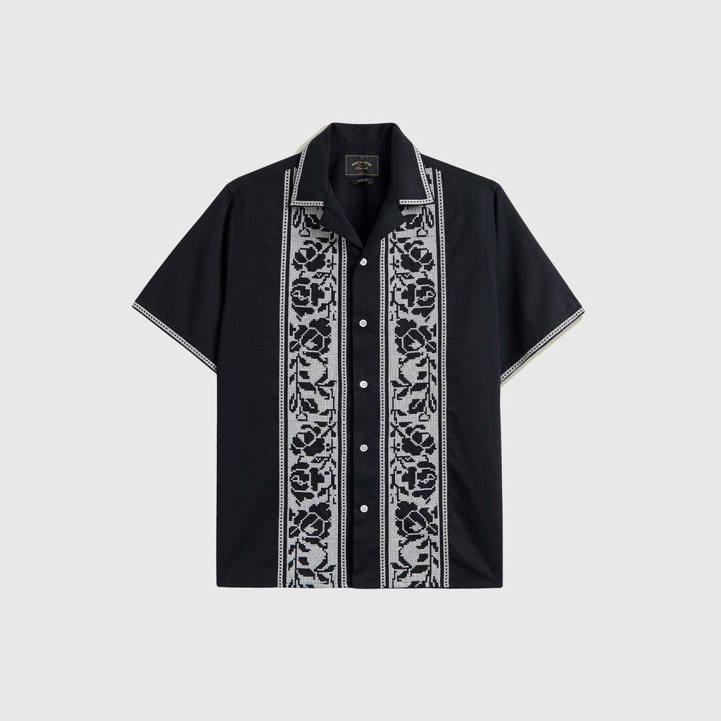 Portuguese Flannel Cross Stitch Shirt - Black - Front