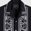 Portuguese Flannel Cross Stitch Shirt - Black - Front Close Up