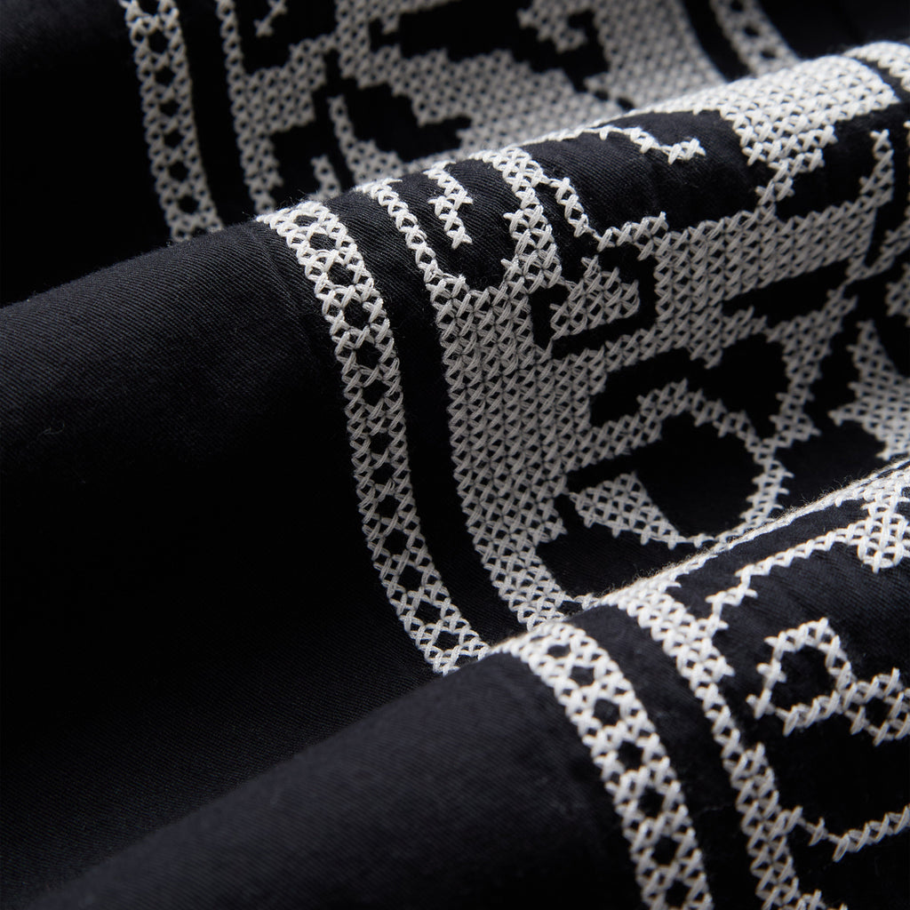 Portuguese Flannel Cross Stitch Shirt - Black - Front