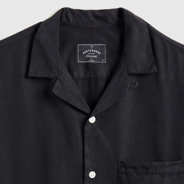 Portuguese Flannel Dogtown Shirt - Black - Front Close Up