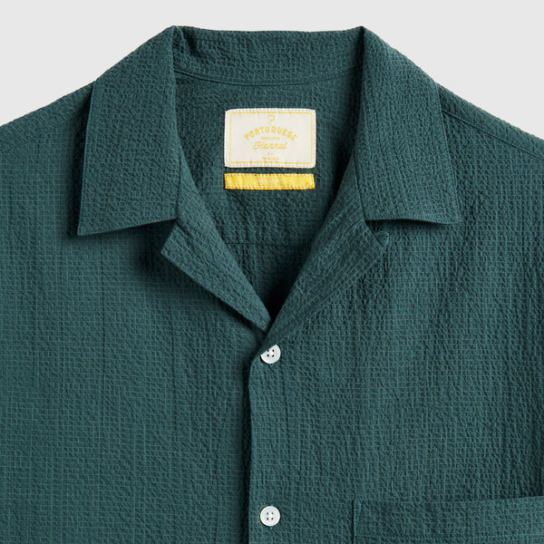 Portuguese Flannel Flame Shirt - Green - Front Close Up