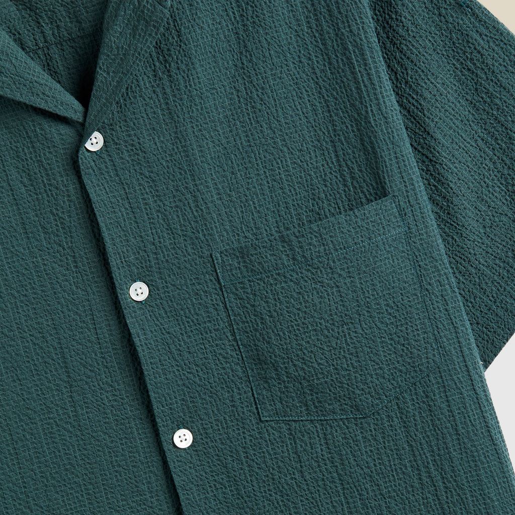 Portuguese Flannel Flame Shirt - Green - Front Close Up
