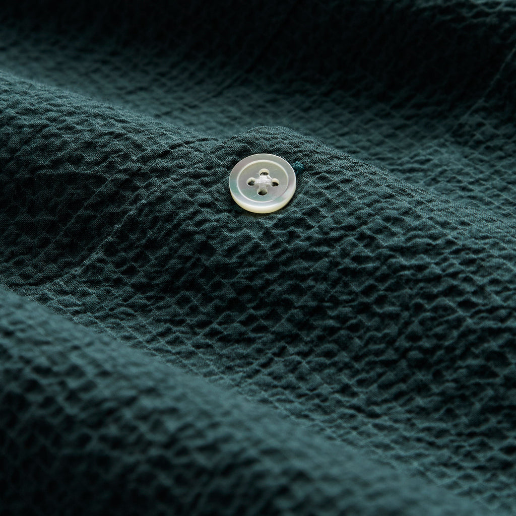 Portuguese Flannel Flame Shirt - Green - Front Close Up