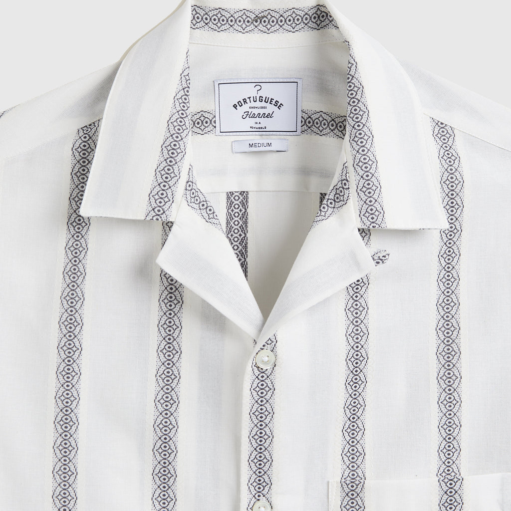 Portuguese Flannel Louro Shirt - Ecru / Multi - Front Close Up