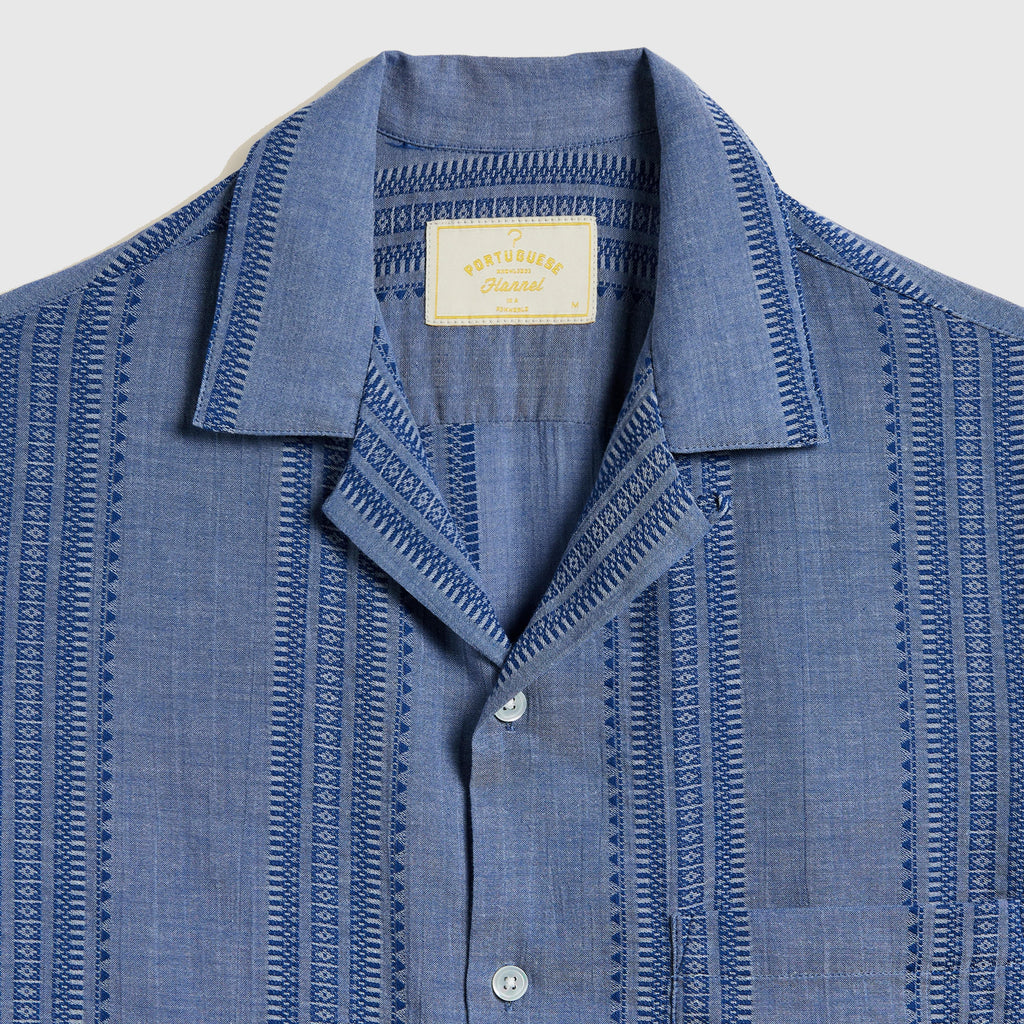 Portuguese Flannel Pacific Shirt - Indigo - Front Close Up