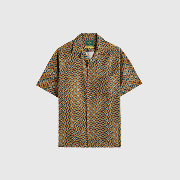 Portuguese Flannel Quartet Shirt - Deep Green / Mustard - Front
