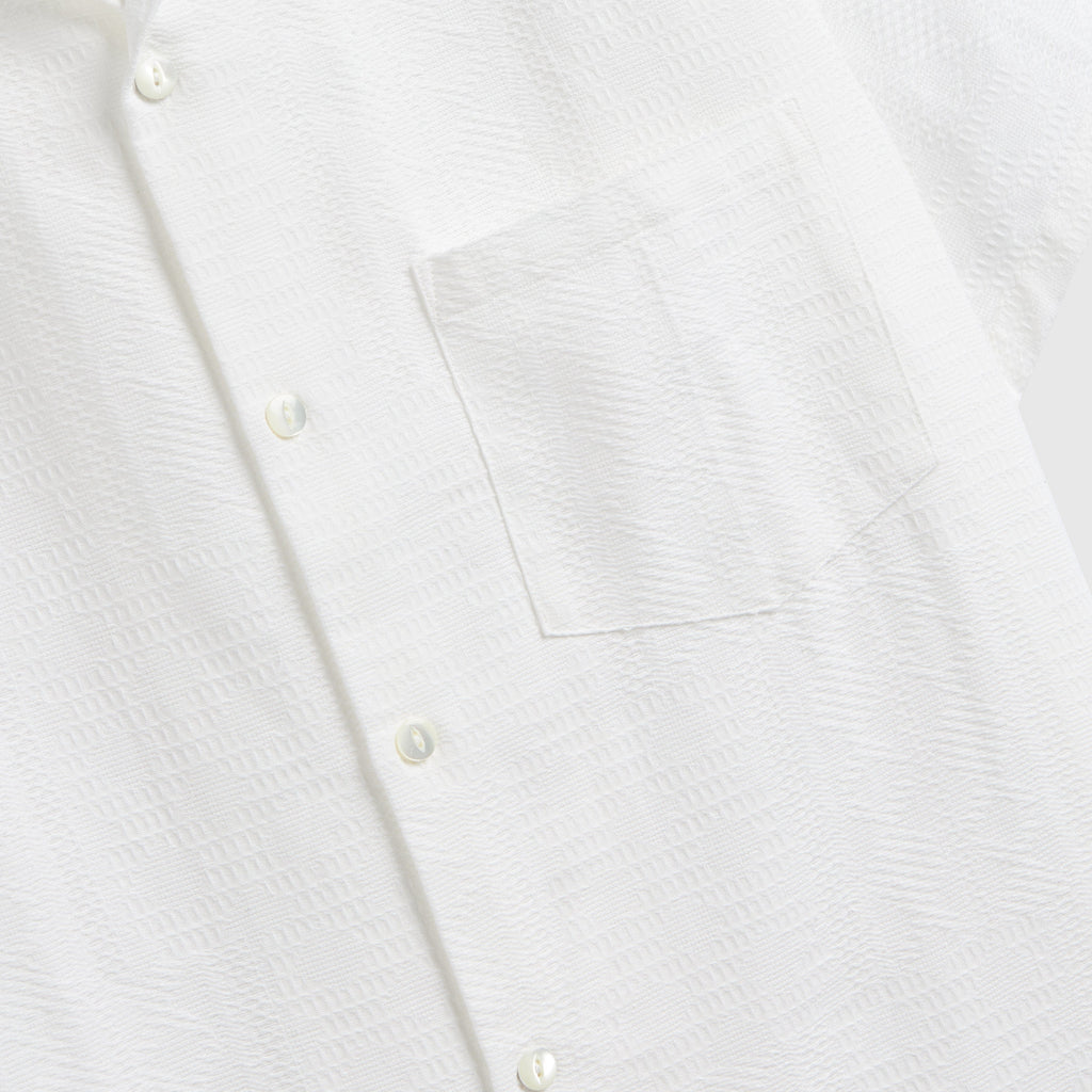 Portuguese Flannel Reeve - White - Front Close Up