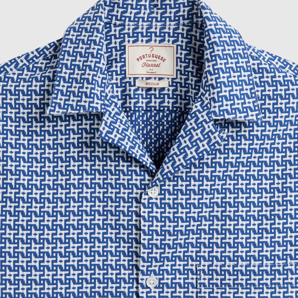 Portuguese Flannel Soul Shirt - Blue / White - Front Close Up