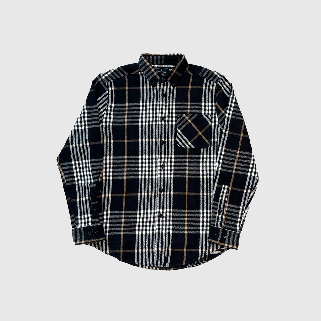 Portuguese Flannel Medusa ESP BD Shirt - Black / White / Tan - Front