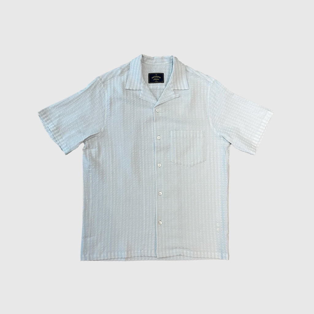Portuguese Flannel Jacquard Chambray Shirt - Light blue - Front