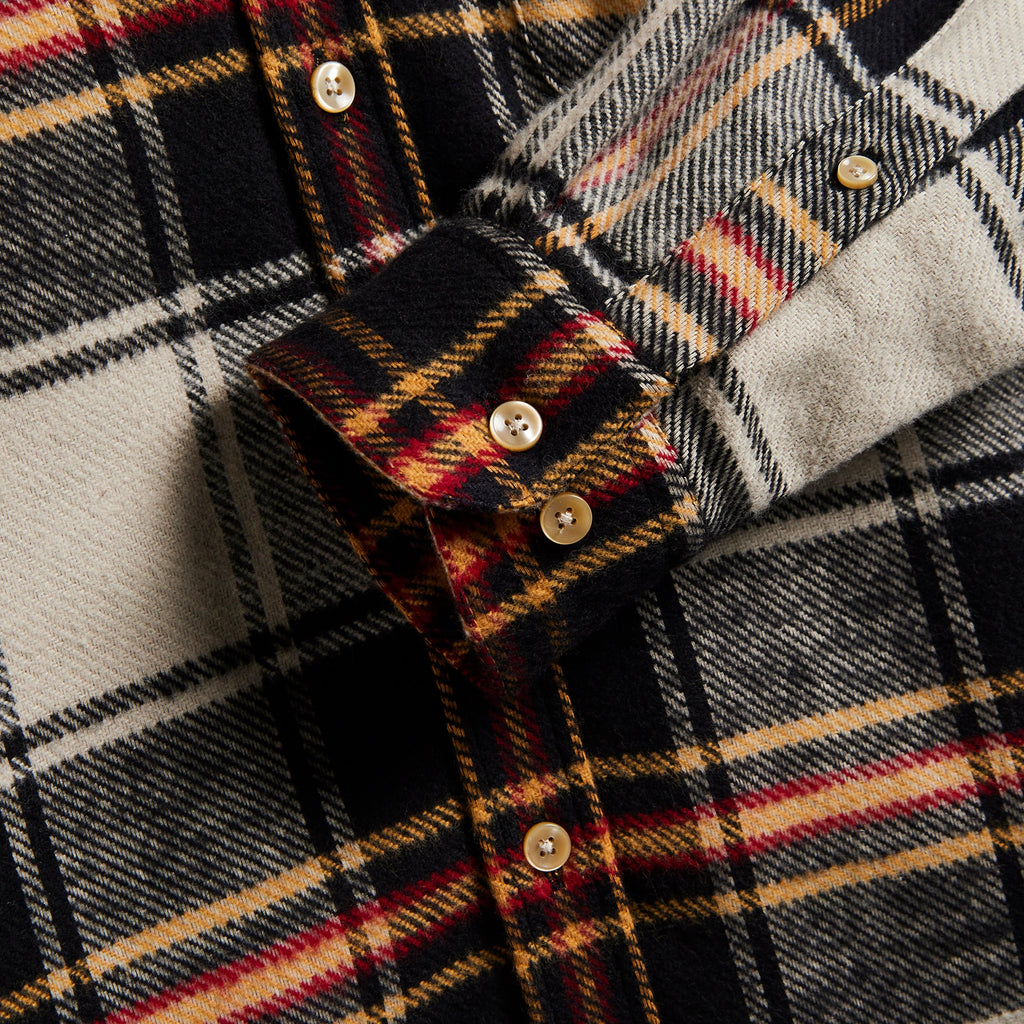 Portuguese Flannel ARC ESP BD Shirt - Black / Red / Tan - Front Close Up