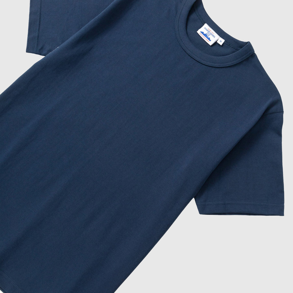 Power Goods Archive Tee - Navy - Front Close Up