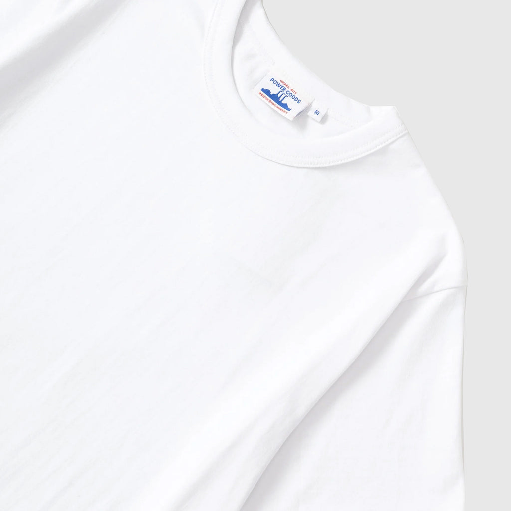 Power Goods Archive Tee - White - Front Close Up