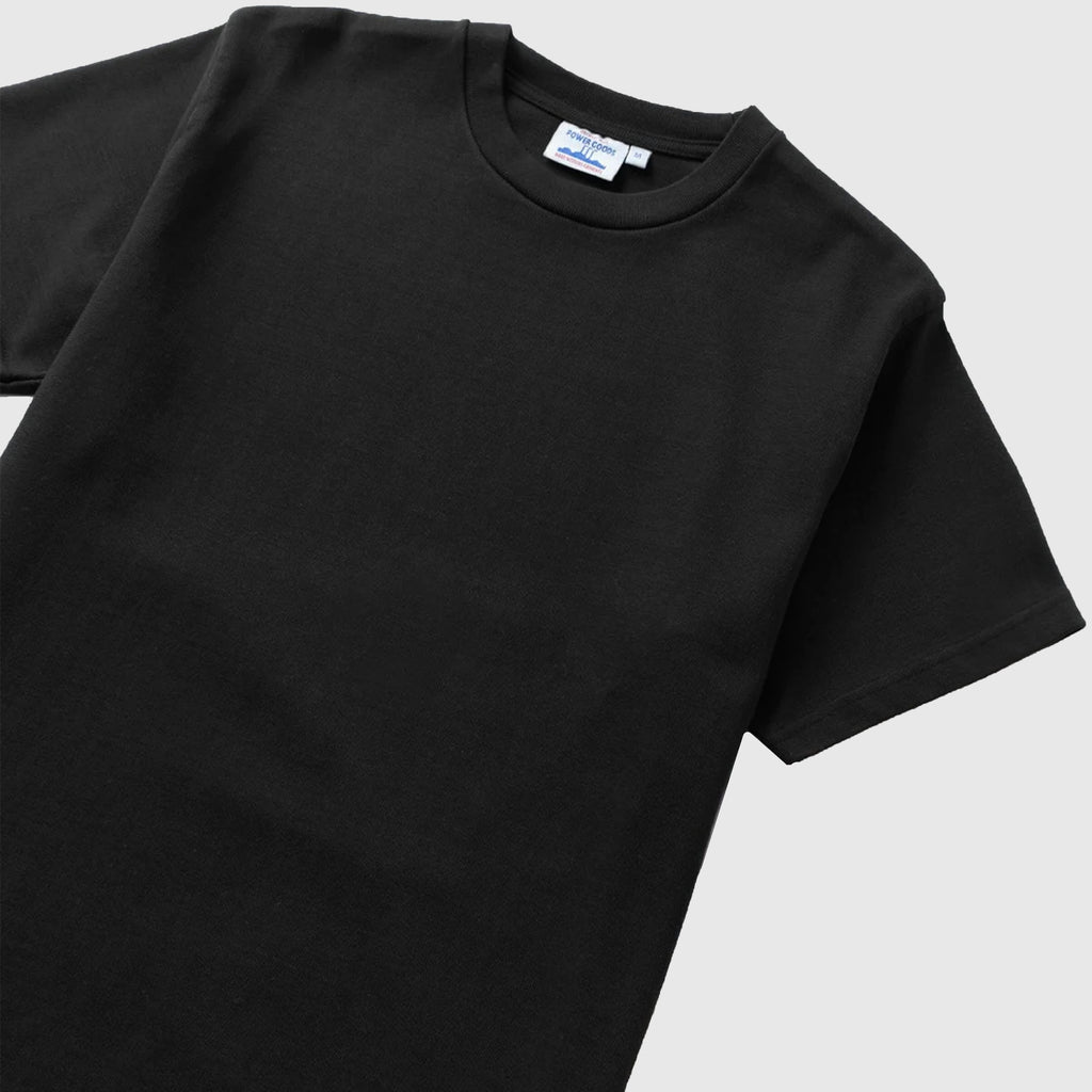 Power Goods Super Weight Tee - Black - Front Close Up
