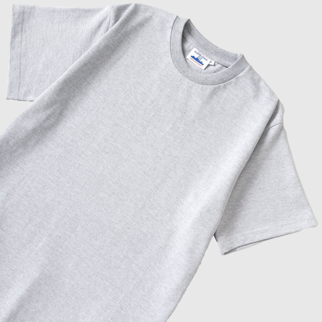 Power Goods Super Weight Tee - Heather Grey - Front Close Up