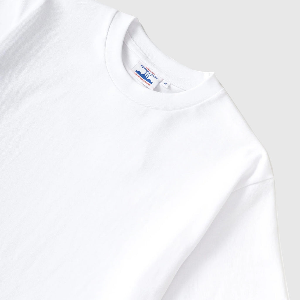 Power Goods Super Weight Tee - White - Front Close Up