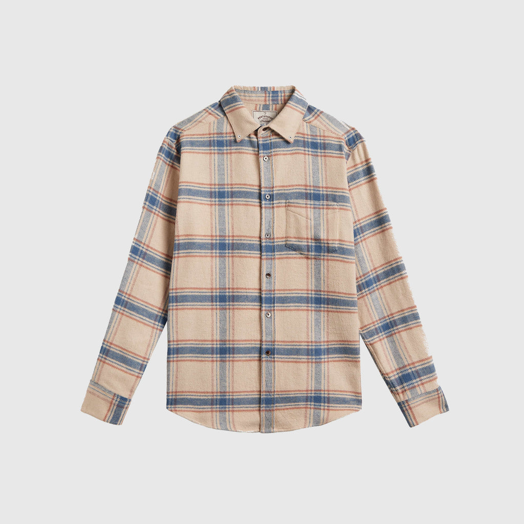 Portuguese Flannel Serena Shirt - Sand / Blue - Front