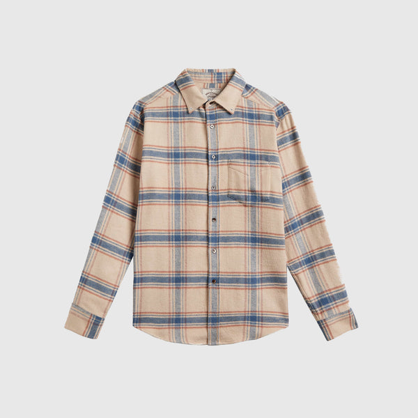Portuguese Flannel Serena Shirt - Sand / Blue - Front