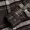 Portuguese Flannel Spindle Shirt - Olive / Ecru / Charcoal - Front Close Up