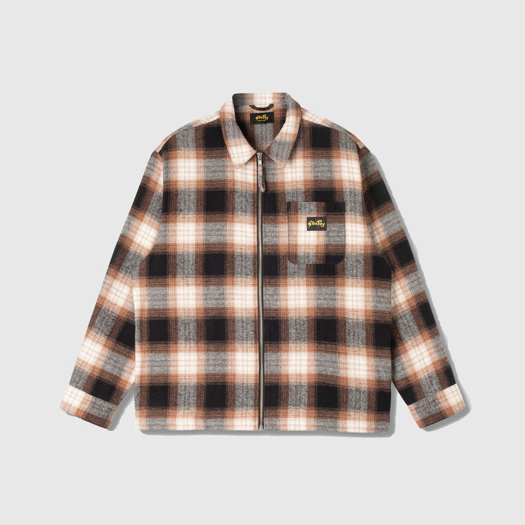 Stan Ray Zip Shirt - Brown Plaid - Front