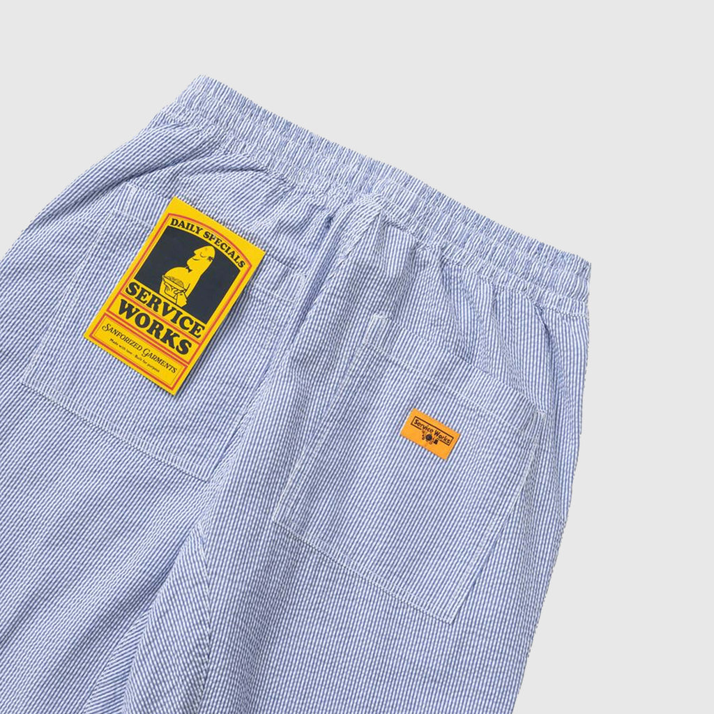 Service Works Seersucker Chef Pants - Navy Stripe - Back Close Up