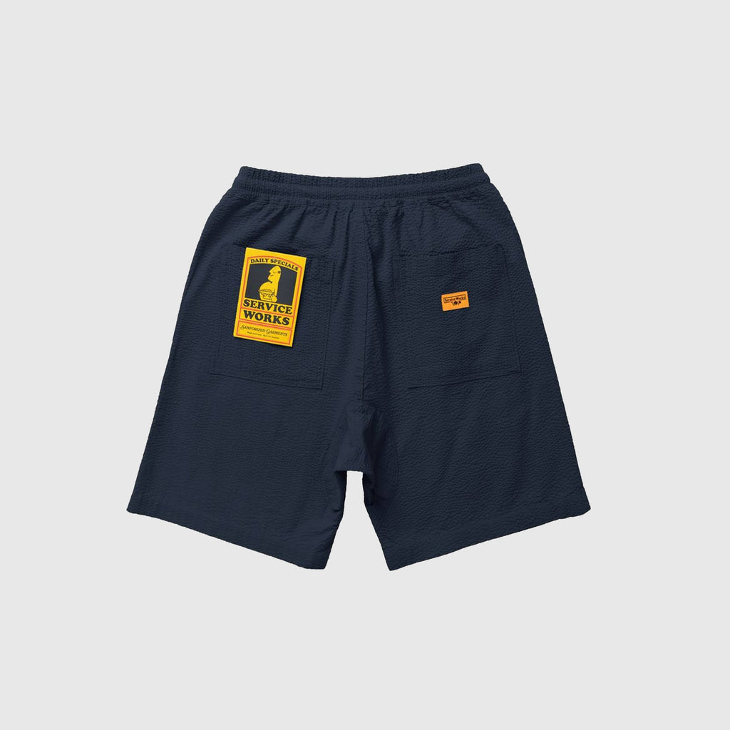 Service Works Seersucker Chef Shorts - Dark Navy - Back