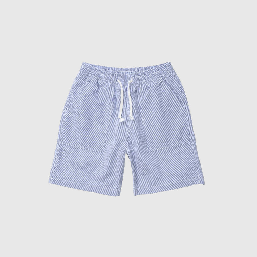 Service Works Seersucker Chef Shorts - Navy Stripe - Front