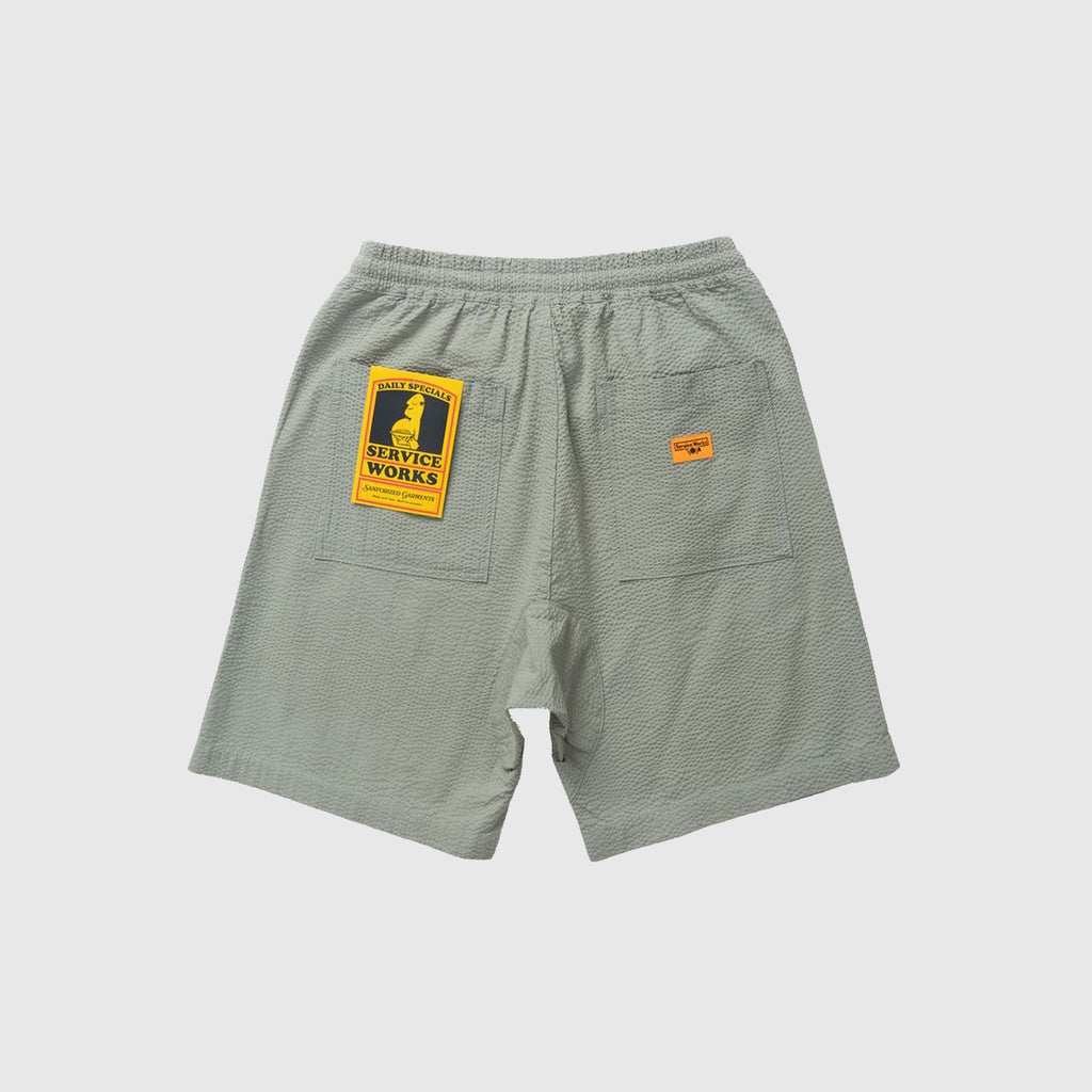 Service Works Seersucker Chef Shorts - Sage - Back