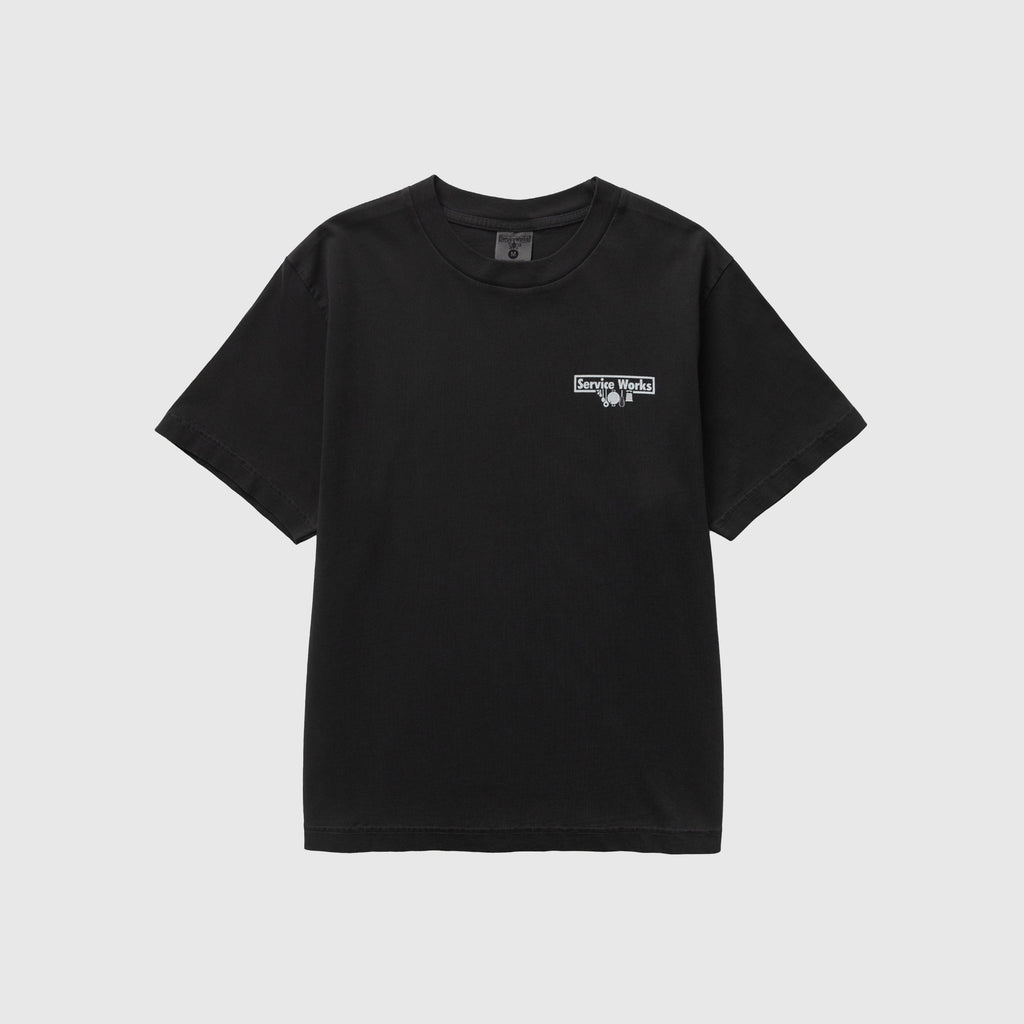Service Works Pigment Dyed Trademark Tee - Black - Front