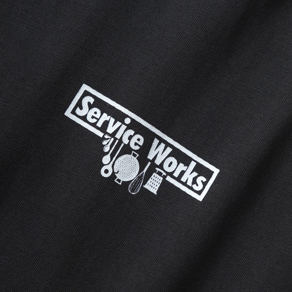 Service Works Pigment Dyed Trademark Tee - Black - Front Close Up
