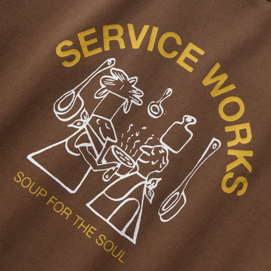 Service Works Soup For The Soul Tee - Bark - Front Close Up