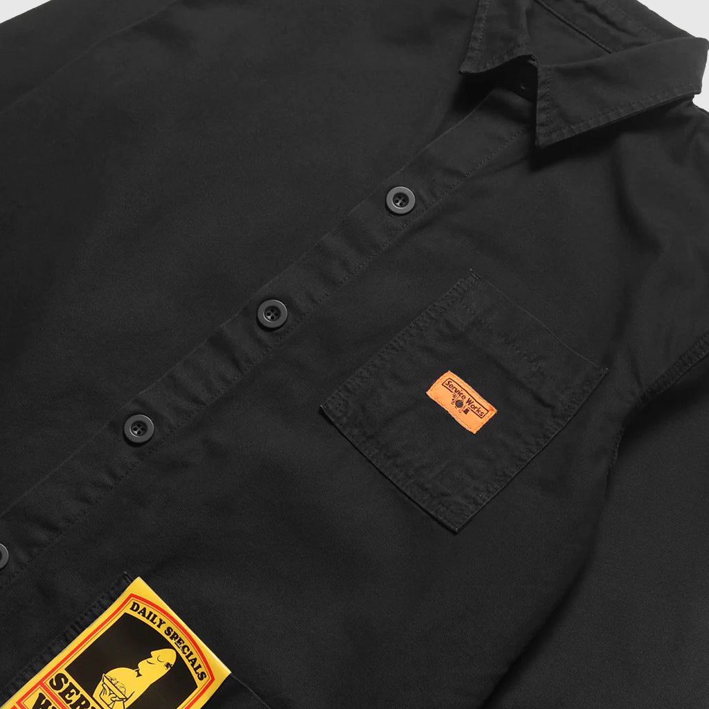Service Works Canvas Coverall Jacket - Black - Front Close Up