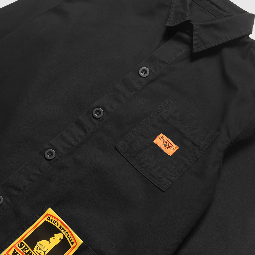 Service Works Canvas Coverall Jacket - Black - Front Close Up