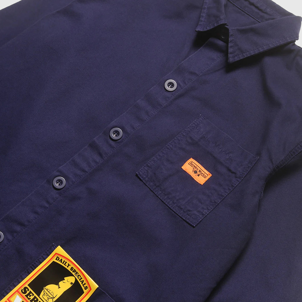 Service Works Canvas Coverall Jacket - Navy - Front Close Up