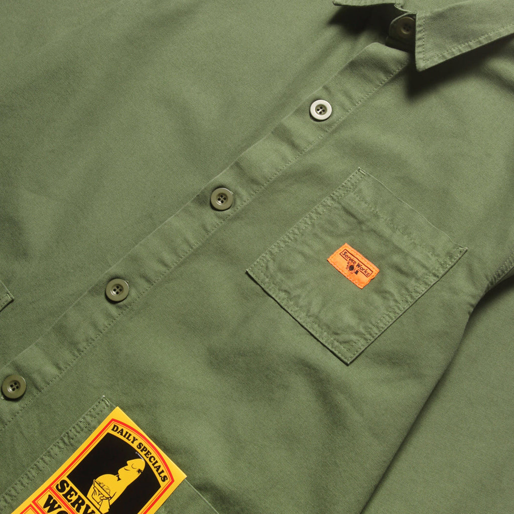 Service Works Canvas Coverall Jacket - Olive - Front Close Up