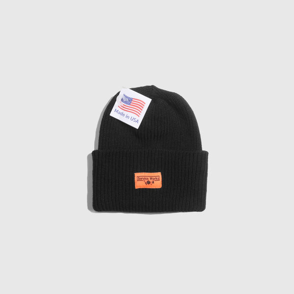 Service Works USA Made Watch Cap - Black - Front