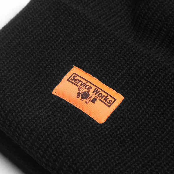 Service Works USA Made Watch Cap - Black - Front Close Up