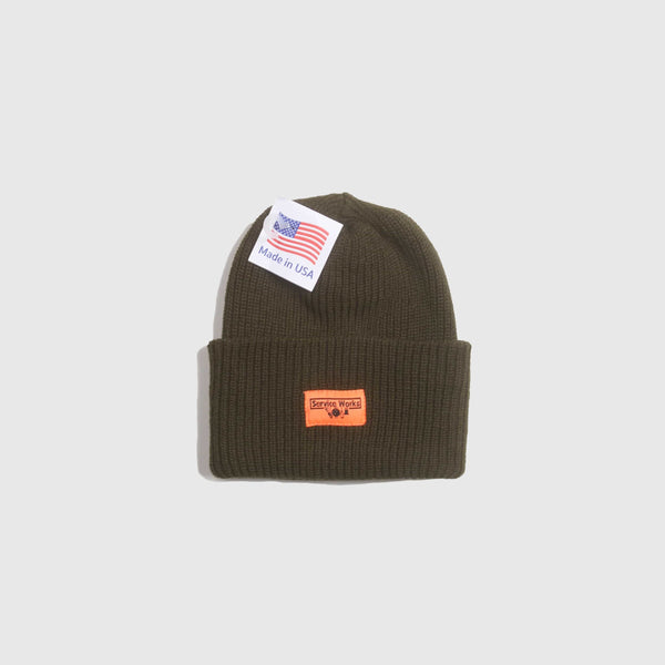 Service Works USA Made Watch Cap - Olive - Front