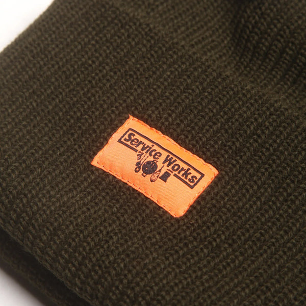 Service Works USA Made Watch Cap - Olive - Front Close Up
