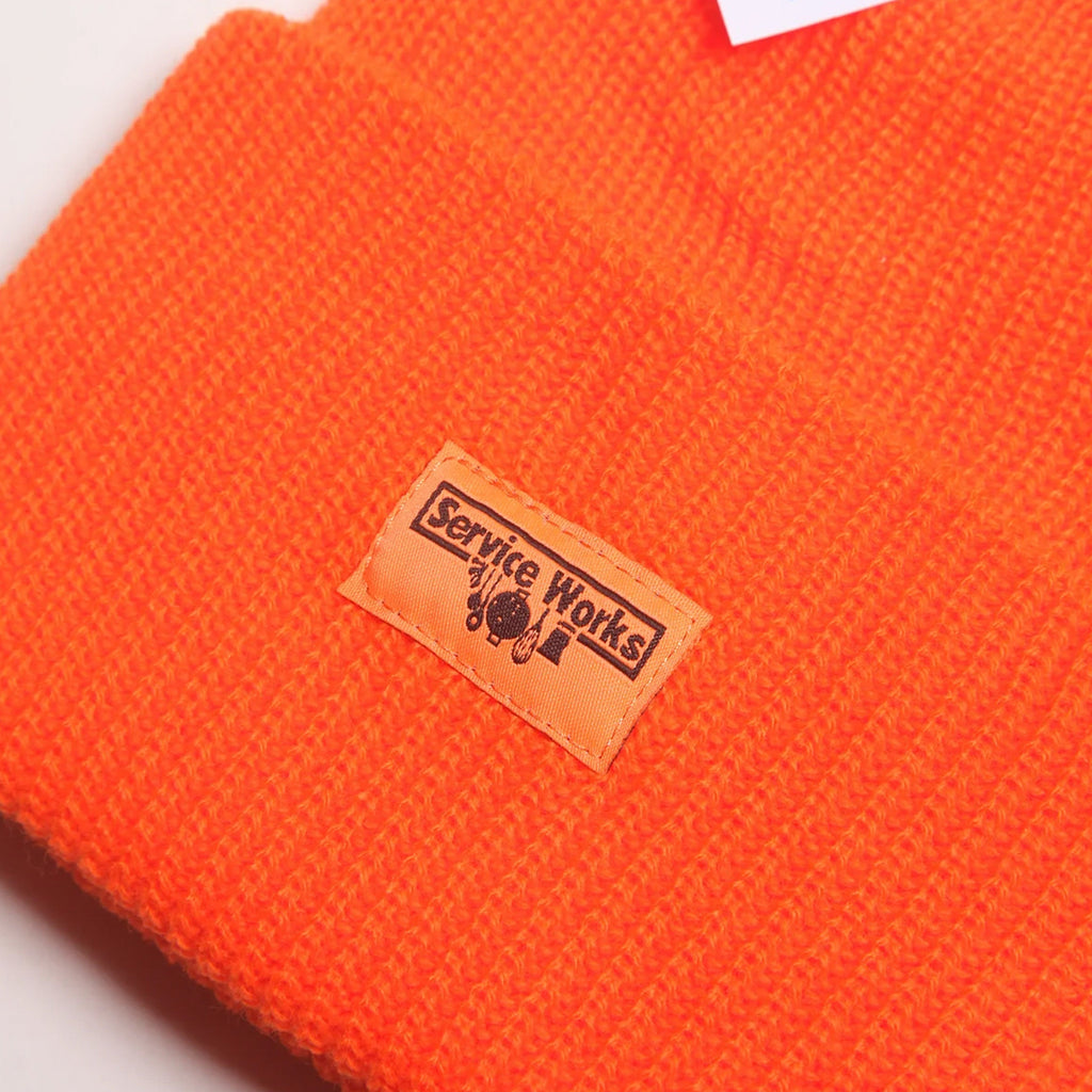 Service Works USA Made Watch Cap - Orange - Front Close Up