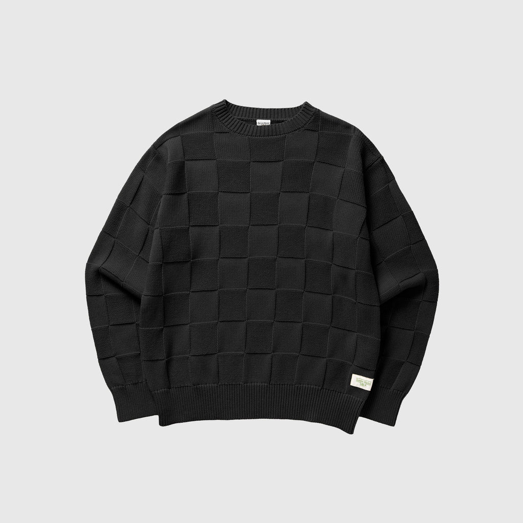 Service Works Check Knit Crewneck - Black - Front
