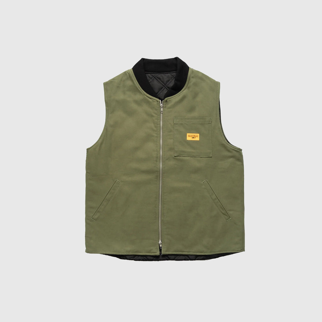 Service Works Padded Work Vest Jacket - Olive - Front