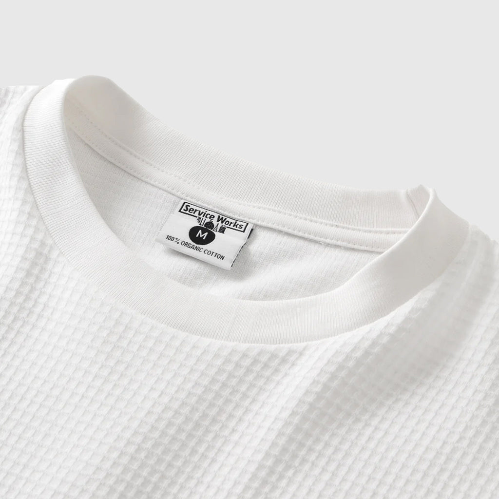 Service Works Waffle Pocket Tee - White - Front Close Up