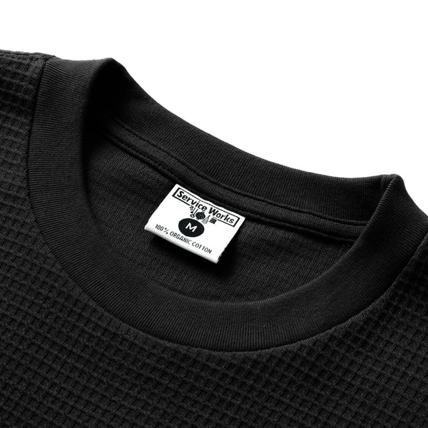 Service Works Waffle Pocket Tee - Black - Front Close Up