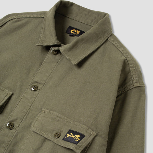 Stan Ray CPO Shirt - Olive Sateen - Front Close Up
