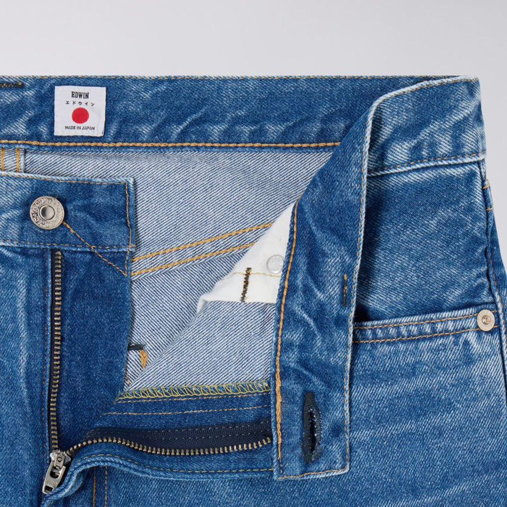 Edwin Regular Tapered Kaihara - Blue Mid Light Used - Front Close Up
