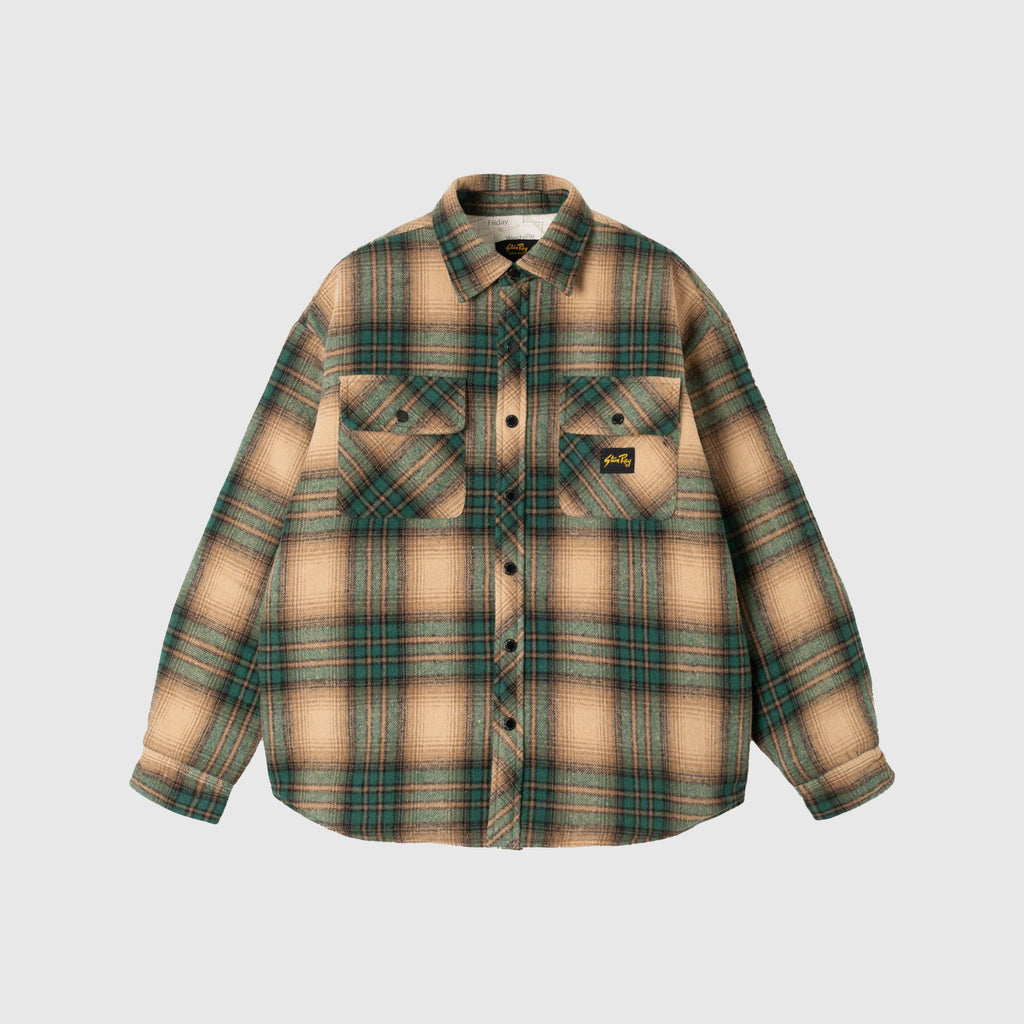 Stan Ray Quilted Plaid Overshirt - Olive Plaid - Front