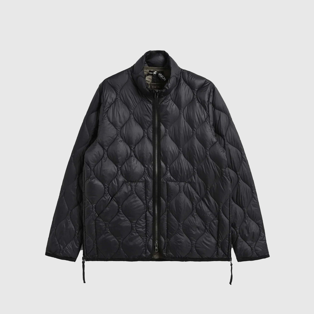 Taion Military HI Neck W-ZIP Down Jacket - Black - Front