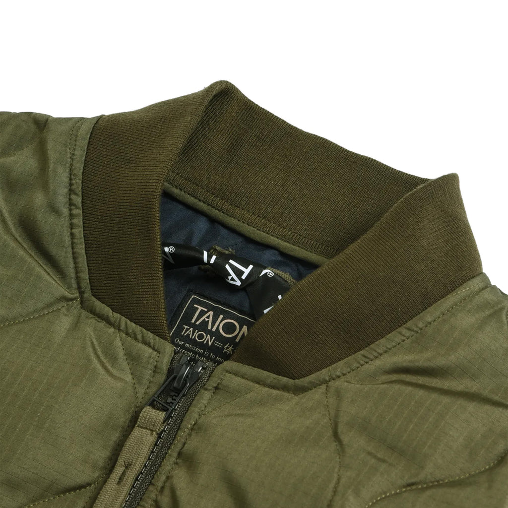 Taion Military MA-1 Down Jacket - Dark Olive - Front Close Up