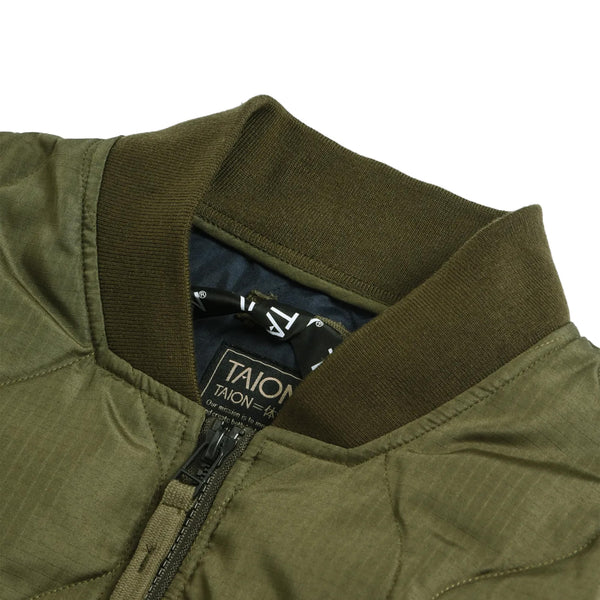 Taion Military MA-1 Down Jacket - Dark Olive - Front Close Up